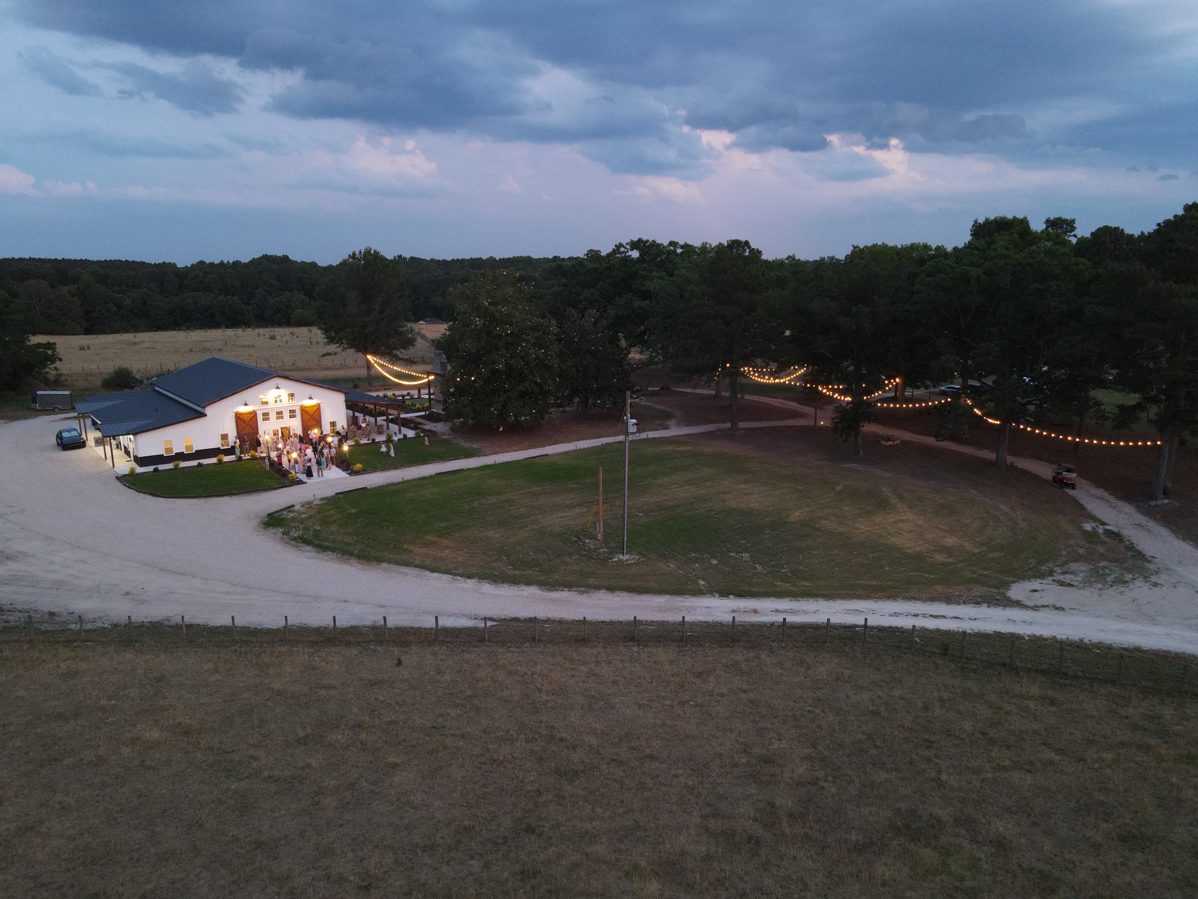 Barn at dusk aerial